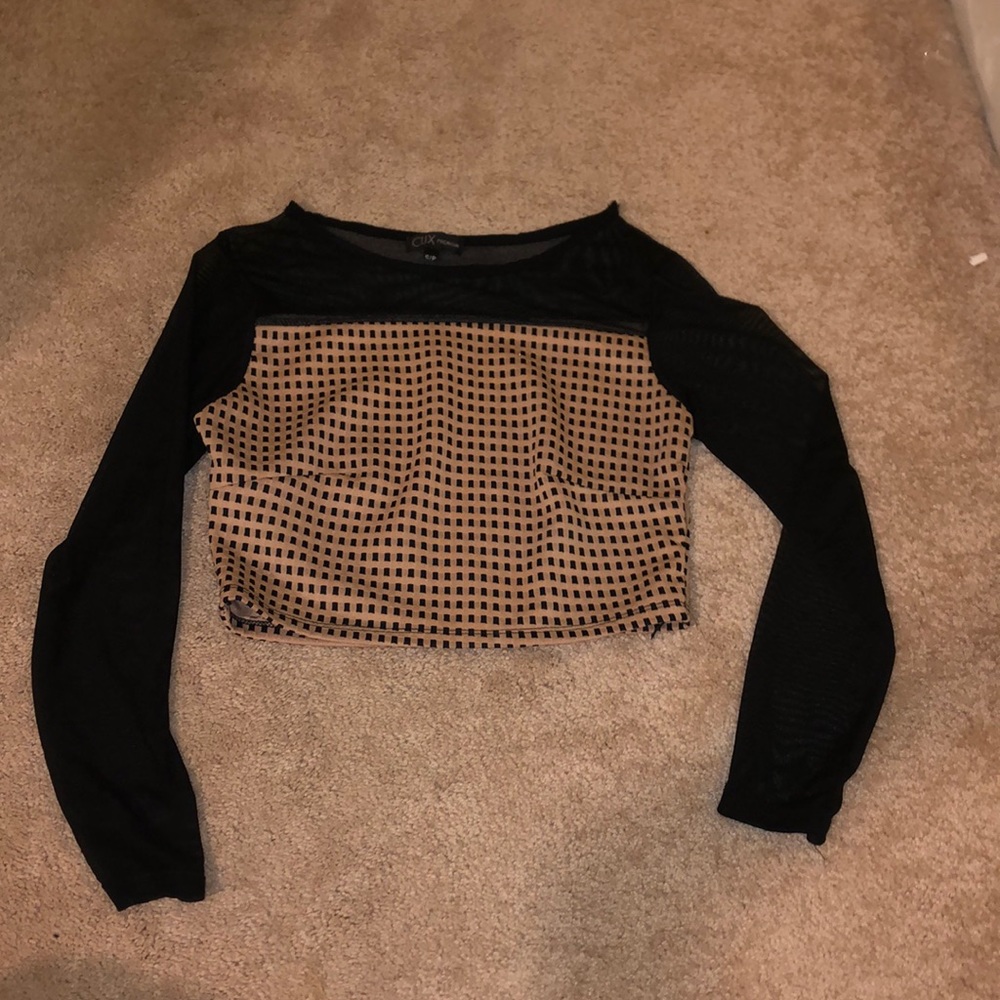 CROP TOP WITH SHEER SHOULDERS